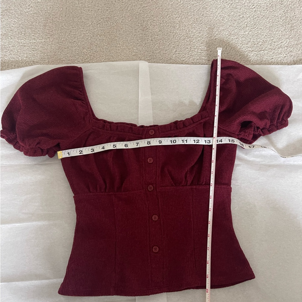 Francesca’s Mi Ami Deep Red Ribbed Top - Picture 3 of 3